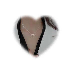 W WEILIRIAN Boho Love Heart Pendant Necklace Double Heart Necklace Chain Hollow Heart Choker Necklace Gold Heart Clavicle Necklace Jewelry for Women and Girls Gifts (Gold)