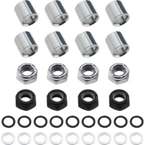2 Sets Skateboard Truck Rebuild Kit Speed Washers & Bearing Spacers & Lock Nuts for Skateboards/Long Board Trucks (Black & Silver) in Saudi Arabia