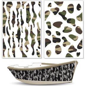 Juexica 2 Pcs 18 x 26 Inch Large Camo Stencils Camouflage Stencils for Boat Reusable Templates Camo Stencil Painting Kit Green Camo DIY Stencils for Painting Boat Wood Canvas Floor Crafts