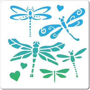 GORGECRAFT 7.1"X7.1"Dragonfly Stencil Insect Bugs Dragonflies Templates Heart Plastic Drawing Stencil Spring Templates for Painting on Wood Wall CardFabric Tile Canvas Crafts DIY Home Decor