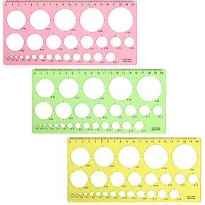 3Pcs/Set Circle Templates for Drawing, Plastic Measuring Geometric Drawings Stencil Rulers Drawing Aid Tool Multi-Function Ruler for Office School Formwork(Pink&Yellow&Blue) in Kuwait