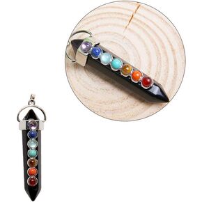1Pcs Black Tourmaline Protection 7 Chakra Pendant Real Crystal Gemstones Necklace