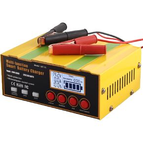 Versatile 12V/24V Battery Charger 12A Smart Car Battery Charger Lithium Batteries,Lead-Acid(AGM/Gel/SLA) Batteries Pulse Repair for Automotive RV and Lawn Mower, Maintainer/Trickle Charger