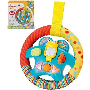 KiddoLab Steering Wheel Toy with Music,Lights,Sounds & Flip Up Mirror - Crib & Stroller Toys with Soft Fabric and Velcro Tap for Easy Attachment. Car Seat Toys for Babies and Toddlers. Ages 3 Months+