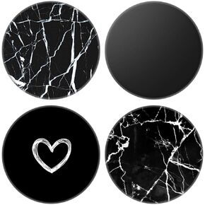 Junddla（4 Pack） Cellphone Stand,Cell Phone Finger Foldable Holder Grip for Smartphones and Tablets - Black Marble White Heart