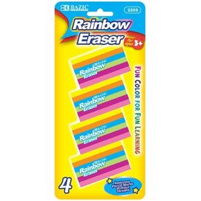 BAZIC Rainbow Eraser 4 Per Pack ,Assorted Color