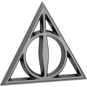 Fan Emblems Harry Potter 3D Deathly Hallows Symbol Car Badge (Black Chrome)