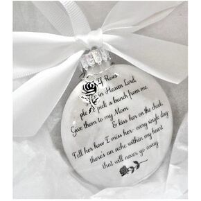In Memory of Mom Gift If Roses Grow in Heaven Mother Memorial Christmas Ornament with Charm