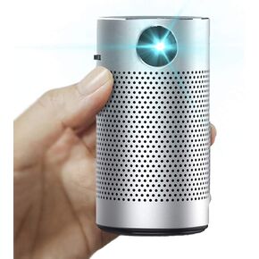 Mini Projector,Smart DLP Pocket Portable Projector,100 ANSI Lumens,Rechargeable Battery,360° HiFi Speaker,Android 8.1,Bluetooth,WiFi,for iPhone iPad,Home Theater Outdoor Movies (Silver)