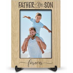 4x6 Wooden Photo Frame With A Stand -Father & Son Forever - Best Dad Ever Picture Frame, Father's Day, Daddy Birthday Gift(Vertical) -XK-A04