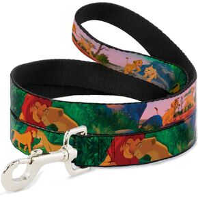 Buckle-Down Pet Leash - Lion King Simba & Nala Growing Up Scenes - 4 Feet Long - 1/2" Wide