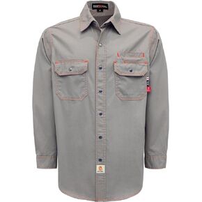 BOCOMAL FR Shirts for Men Snaps Down 7.5oz Water Repellent Fire Resistant Welding Jackets-NFPA2112 CAT2