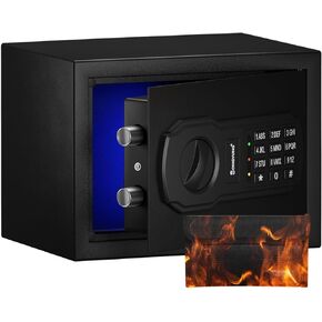 Fire Resistant Safe Box with Fireproof Waterproof Bag and Sensor Light,0.4 Cubic Feet Money Safe with Emergency External Power Supply,Electronic Digital Security Safe