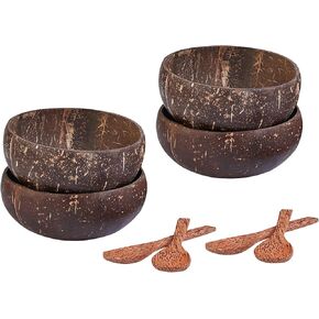 4 قطع من أوعية جوز الهند الطبيعية - أوعية تقديم صديقة للبيئة ومستدامة، متوسطة in Kuwait