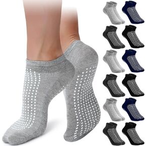 12 Pairs Double Sided Hospital Socks with Grips Fall Prevention Non Slip Yoga Pilates ankle Socks Unisex