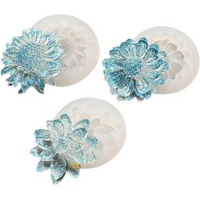 Healifty 3pcs Silicone Flower Molds Resin 3D Lotus Flowers Casting Molds Crystal Sunflower Epoxy Resin Crafts Molds for Wax Candle Soap Jewelry Charm Pendant Miniature