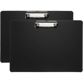 PATIKIL 12.4 × 8.86 بوصة منظر طبيعي للحافظة، 2 عبوة A4 PP من البلاستيك للمكتب، مشبك منخفض لرسم رسم المكتب، أسود