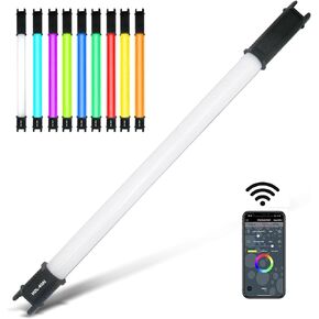 23.6'' RGB Light Wand with APP Control, 360° Full Color, Dimmable 2500K-8500K CRI 95+, 43 Scene Modes, Rechargeable Light Wand for Streaming/Conference/Photography