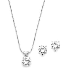 مجموعة مجوهرات مارييل زركونيا مكعبة مطلية بالبلاتين - قلادة دائرية 2 قيراط مع أقراط مشبكية متطابقة in Kuwait