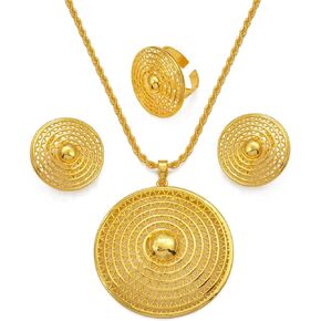Ethiopian Jewelry - Ethiopian Jewelry for Women Set - Ethiopian Jewelry Set Chokers - Ethiopian Jewelry Sets for Women Round Pendant Necklaces Earrings Ring Eritrean Wedding Party