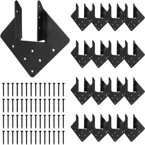 16 Pcs Hurricane Tie, 12-Gauge Hurricane Tie for 4x4 and 4x6 Post, Heavy Duty Joist Hangers for Roofing Trusses Wood Timber Steel Connectors, Black with Screws