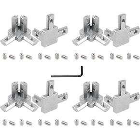 8Pcs 2020 Series European Standard 3-Way End Corner Bracket Connector with Screws for 6mm T-Slot Aluminum Extrusion Profile