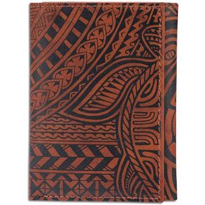 Hawaiian Turtle Tattoo Trifold Wallet, Genuine Leather, Ohana" Tattoo art by Samson Harp (Antique Bourbon) from NAKOA in Kuwait