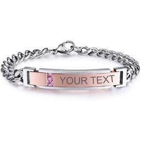 Mens Womens Personalized Bracelets, Couples Stainless Steel Bracelet with Custom Engraving for Friendship Relationship, Matching Couple Jewelry Gift