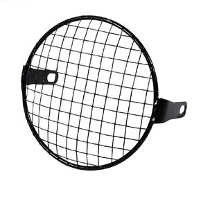 Qiilu royal enfield himalayan 8" mesh headlight guard 6.3" Retro Motorcycle Grill Side Mount Headlight Lamp Cover Mask Cafe Racer 6 inch motorcycle headlight grill