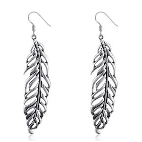 Silver Feather Leaf Drop Dangle Earrings for Women, Handmade Long Earrings Hypoallergenic Plant Earrings for Gift in Saudi Arabia