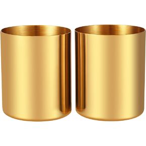 2 Packs Gold Pen Holder for Desk, SUS304 Stainless Steel Pen Organizer for Desk, Pencil Holder,Pencil Cup,Pen Cup,Desktop Stationery Organizer