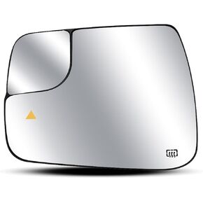 Left Driver Side Heated Mirror Glass with Blind Spot Detection Fit for Dodge Ram 1500 2019 2020 2021, Convex Rear View Mirror Glass with Rear Holder, Replace 68402037AA