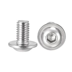 uxcell Flanged Button Head Socket Cap Screws, M6*12mm Hex Socket Drive Screw, 304 Stainless Steel Fasteners Bolts, Fully Threaded Machine Screw 20Pcs