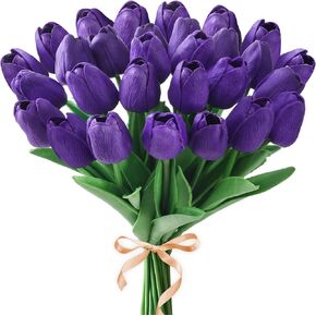 10Pcs Pink Tulips Real Touch Artificial Flowers Fake Flowers for Decoration Faux Flowers for Home Kitchen Office Wedding Spring Holidays Valentine's Day Decor in Saudi Arabia