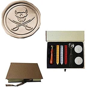 Vintage Skull Cross Sword Wax Seal Stamp Sealing Wax Sticks Melting Spoon Box Set Christmas Invitations Package Sealing Stamp Pirate Wax Seal Stamp Box Set