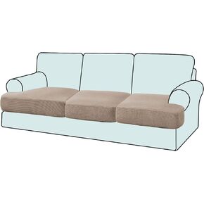 2PC Stretch T Cushion Sofa Slipcovers Individually Loveseat Sofa Cushion Covers for 2 Cushion Couch Seat Cushion Covers (2, Light Grey)