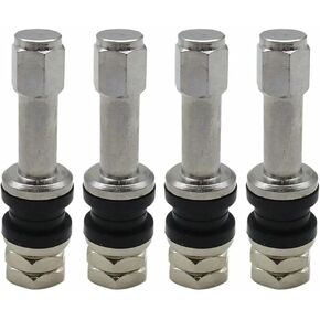 4Pcs TR48 Bolt On Tire Valve Stems 1" Long Chrome Metal Valve Stem High Pressure Flush with Stem Caps for Standard 0.453"