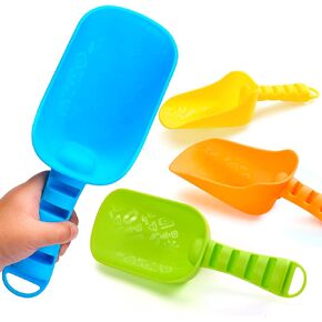Sloosh Beach Sand Shovels for Kids - 4 Packs Shovels Colorful Scoops Travel Sand Toys for Toddlers Kids Outdoor Digging Play, Heavy Duty Plastic Garden Planting Shovels Spades Sets Sandbox Toys