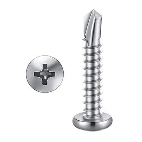 #6 x 3/4" (100 Pack) Stainless Steel Pan Head Self Tapping Screws Phillips Head Self Drilling Screws Sheet Metal Screws, 410 Stainless Steel