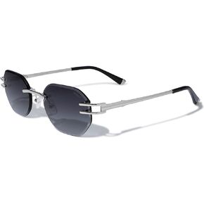 Rimless Sunglasses for Men Womens Trendy Sunglasses Retro Sun Glasses UV Protection 70s Frameless Vintage Cool