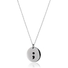 Semicolon Awareness Necklace, Pause Pendant Necklace Jewelry for Anxiety and Mental Health Awareness, 316L Surgical Stainless Steel in Kuwait