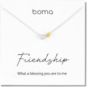 Boma Jewelry Sentiments Collection Friendship Sterling Silver Two Hearts with 14kt Gold Vermiel Necklace, 18 Inches
