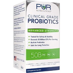 Clinical Grade Probiotics * 50 Billion CFUs/Serving * 10 Strains * Built-in Prebiotic * 60 Daily Capsules - 2 Month Supply * All Natural 100% Made in USA