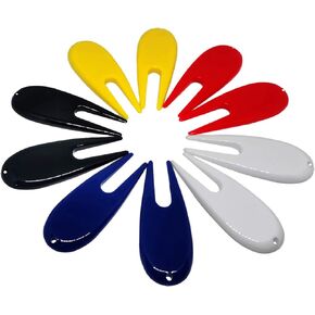 10pcs Golf Divot Repair Tools Plastic Golf Pitchforks 5 Colours Mix Pack