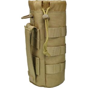 Tactical MOLLE Bottle Pouch Bag, Travel/Sprots Molle Water Bottle Holder with Drawstring Open Top and Mesh Bottom
