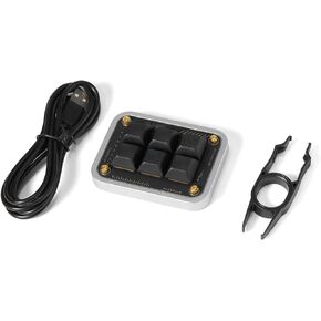 Double Knob Custom Macro Pad Programmable Designer Mini Keyboard 16 Keys with Screen (Black,KB16)