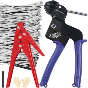 Stainless Steel Cable Tie Gun Set with 100pcs Stainless Steel Cable Ties, Metal Zip Ties Cutter Kit Cutting Tie Tool Metal Zip Ties Heavy Duty Tensioning Cable Tie Cutter