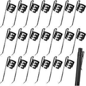 20 Pieces Flashlight Clip Pen Clips Metal Pencil Loop Clip Space Pen Alloy Pen Clips Black Pocket Clip Portable Pencil Holder Clips for Home Office