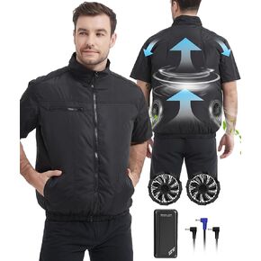 Cooling Vest with 20000mAh Battery Pack, Electric 12V Fan Short Sleeve Jacket Vest for Warm Weather, 4 Wind Speed