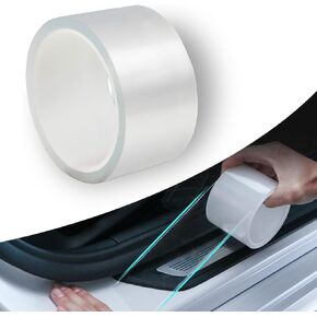 1 PC Car Sill Protector, Transparent Anti-Collision Strip, Waterproof Bumper Sticker, Trunk Anti-Scratch Strip, 32.8Ft x 1.96" Door Trim, Universal for Most Cars,Trucks, SUVs (White)